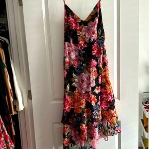 Lulus Pretty Delight Black Floral Jacquard Tiered Midi Dress